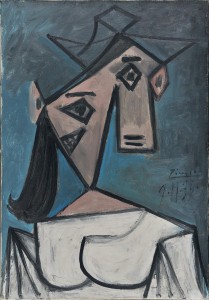 A Greek police handout photograph shows a painting by Pablo Picasso in Athens