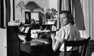 Author Daphine Du Maurier at her desk