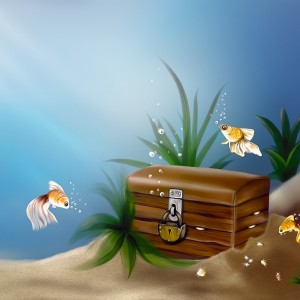 art_underwater_sea_fish_gold_chest_treasure_castle_bubbles_74937_1024x1024