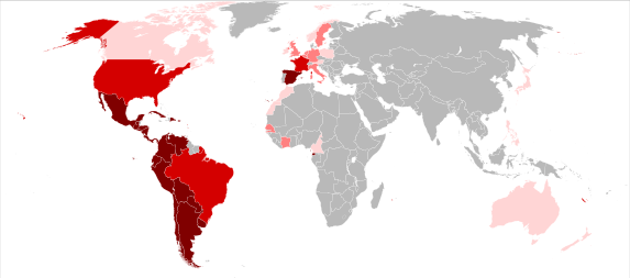 Карта на испанското по света