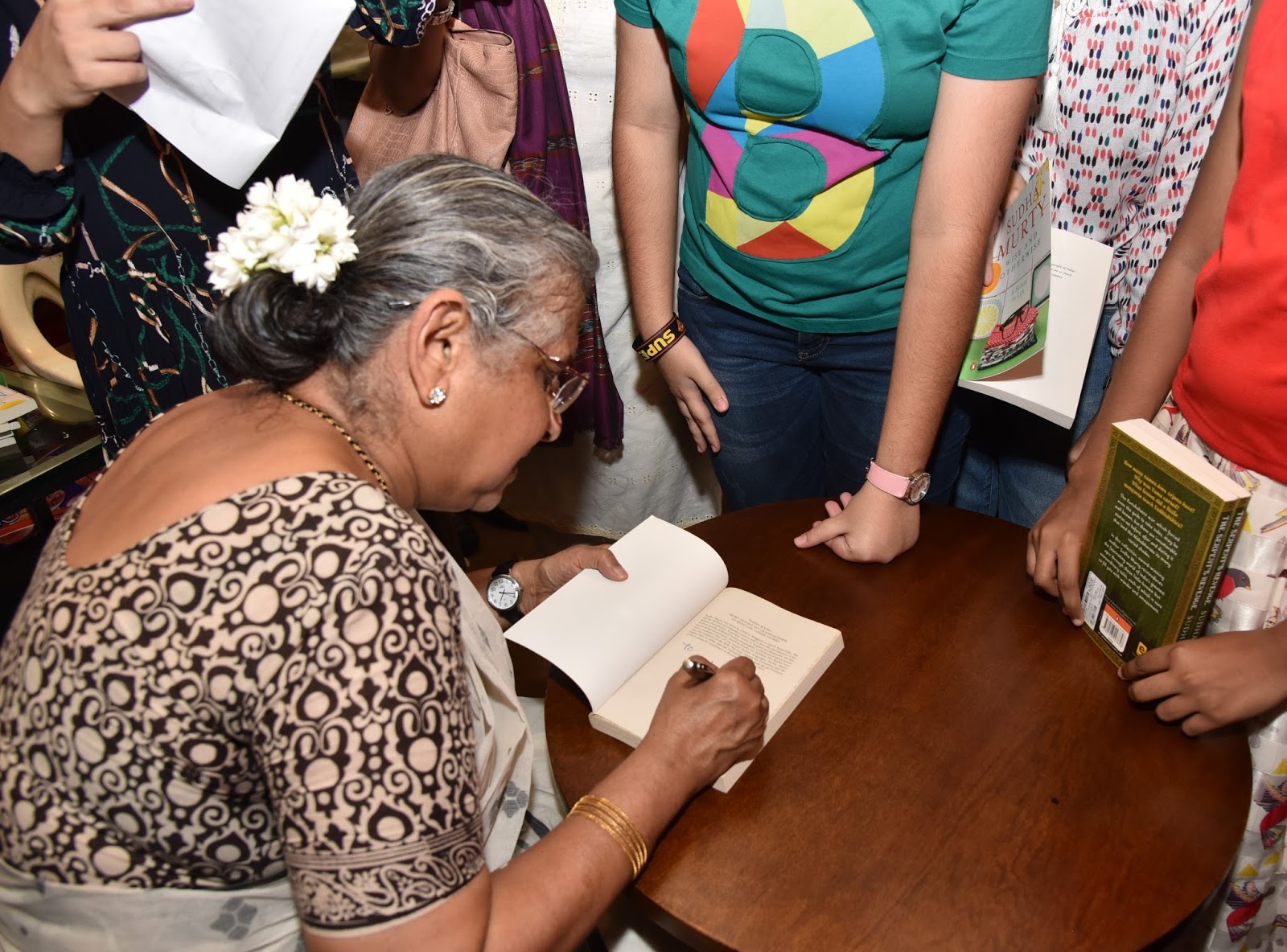 Bestselling author Sudha Murty signing copies of her newly launched book The Serpents Revenge at Crossword Bookstore, Mumbai - Copy